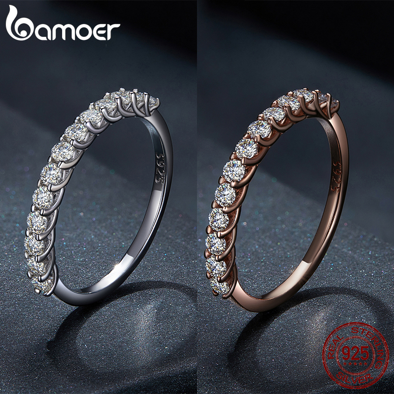 Bamoer 925 Anel Prata Moissanite D Cor VVS1 Corte Premium 4 Tamanhos Jóias De Moda Presente Para Casamento E Casais