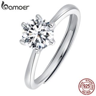 Bamoer 925 Prata Luxo Zircônia Moissanite Anel D Cor VVS1 Joalheria Da Moda Para Meninas De Casamento