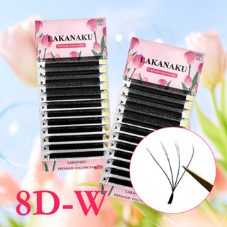 LAKANAKU Pontas Duplas 4D W Extensões De Pestanas Em Forma 8D Premade Eyelashes