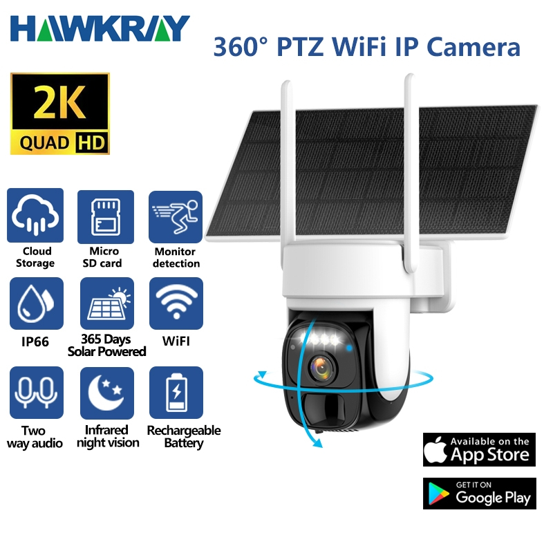 360 ° Bateria Grau 2K FHD Câmera WiFi De Baixa Potência CCTV De Segurança IP-IP66 Luz Flash De Visão Noturna IR À Prova D'água