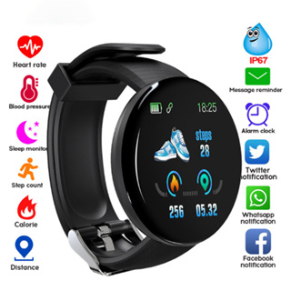 Relógio D18 Smart watch Homens Mulheres Pedômetro Rastreador De fitness Esportivo Monitoramento Da Pressão Arterial À Prova D'água PK 119 Plus em Oferta na Shopee