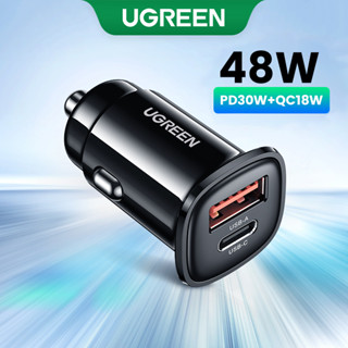 Carregador De Carro UGREEN 30W 18W Porta Dupla De Carregamento Rápido QC Pd Para iPhone 14 Pro Max , 13 , XiaoMi , Realme , Huawei P30