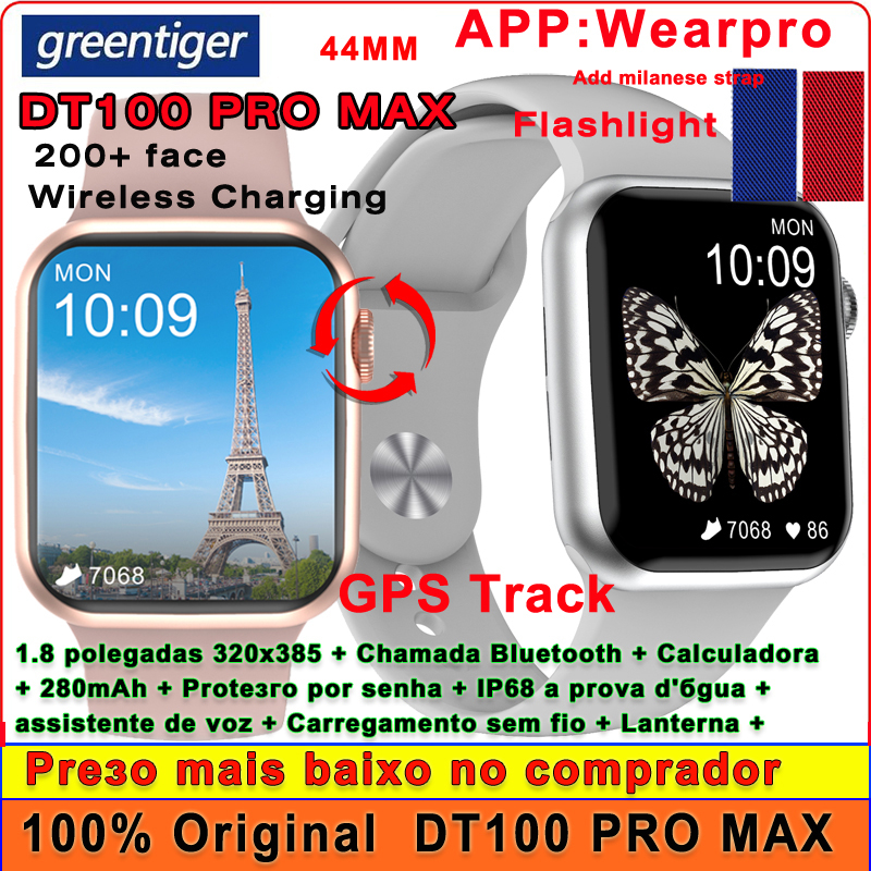 Rastreador GPS Original DT100 Pro MAX Smart Watch ECG Bluetooth Senha De Chamada Smartwatch Série DT