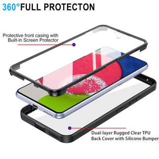 360 Estojo De Proteção Total Para Samsung Galaxy A14 A34 A54 M53 A73 A53 A13 A33 5G 2 Em 1 Capa Dupla Face À Prova De Choque Da Lente Transparente Câmera
