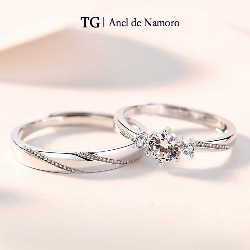 TG | Aliança de Namoro Ajustável Anel de Compromisso com Caixa em Oferta na Shopee