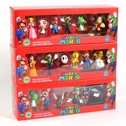 6 Pçs/set Super Luigi Bros Anime Figuras Boneca Yoshi Donkey Kong Cogumelo PVC Modelo Brinquedos Crianças