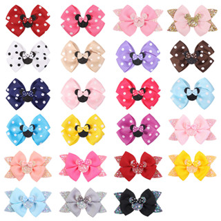 Laços De Cabelo Infantil Mickey Presilha De Cabelo Infantil Acessórios Para Cabelo Cabeleireiro De Menina Bonitinho Cartão De Polka Dot Bow Cartoon Hairpin 2826