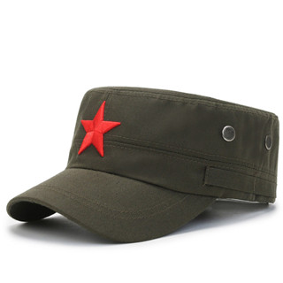 Chapéu Verão Vermelho Cinco Pontos Estrela Protetor Solar De Proteção Militar Masculino Plano Top Baseball Boné
