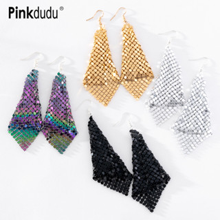 Pinkdudu Triângulo Lantejoulas Tassel Brincos De Liga Exagerada Moda Metal Brilhante Série Geométrica Para Jóias Femininas PD1215