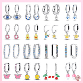 Brincos De Noivado Blue Travel Magic Eye Women Originais 925 Sterling Silver Pave CZ Star Moon Hoop Jóias De Casamento