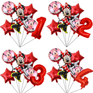 6pcs/lot Mikcey Minnie Mouse Balões Vermelho 32 Polegadas Número Balão Festa De Aniversário Decorações Baby Shower em Oferta na Shopee