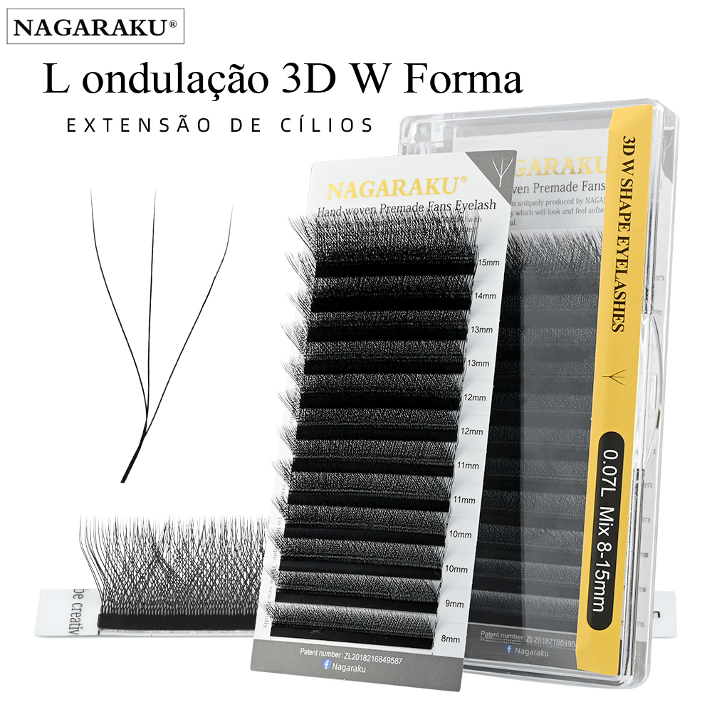 NAGARAKU 3D W Shape L LU Curl Premium Pestanas Naturais De Luz Suave Maquiagem Falsas Extensão De Macia - Beauty