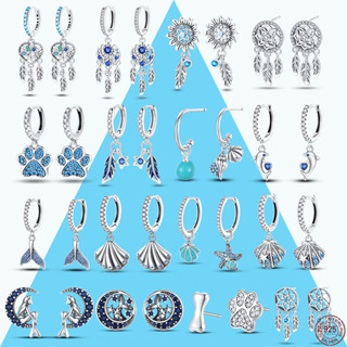 Marca Nova Original 925 Sterling Silver Ocean Series e Dream Catcher Series Brincos Pingentes Brincos de noivado feminino Presentes de festa de aniversário de casamento
