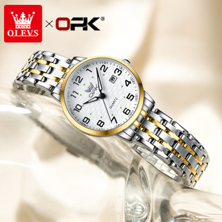 OLEVS 6006 Relógio feminino original de aço inoxidável luminoso à prova d