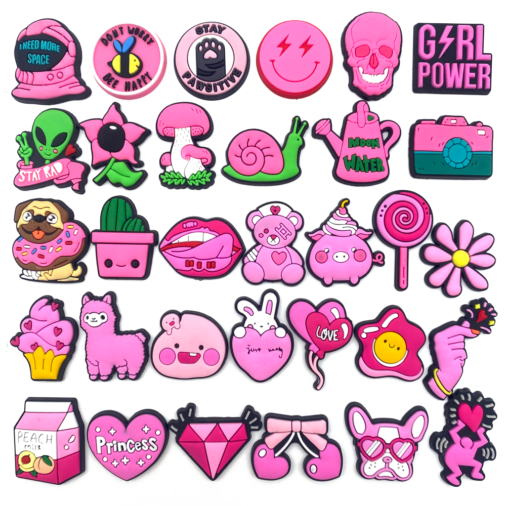 32Kinds Pink Series Encantos Para Sapatos Acessórios De PVC