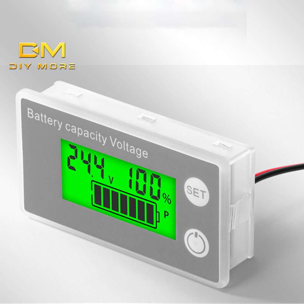 DIYMORE 6133A DC8-100V Medidor De Energia digital , Bateria De Chumbo-Ácido De Lítio LCD display De Dois Fios Voltímetro Translúcido