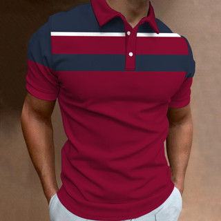 Camisa POLO De Manga Curta Masculina De Verão Com Estampa Listrada Casual