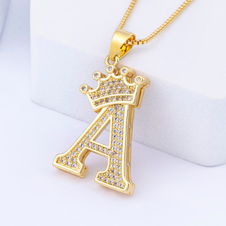 Novo Design 26 Letras A-Z Coroa Alfabeto Inicial Colar Pingente Punk Hip-Hop Gargantilha Estilo Corrente Jóias Presente