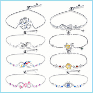 Jóia De Moda Prata 925 Sterling Árvore Da Vida Pingente Pulseiras Para Mulheres De Zircônio Cintilante Símbolo Infinito Pulseira Dia Dos Namorados