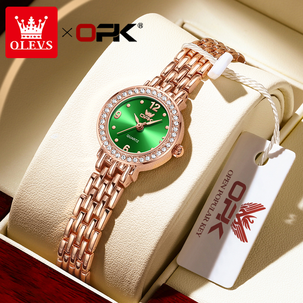 OLEVS 6009 Relógio feminino original de aço inoxidável luminoso à prova d'água - Watches