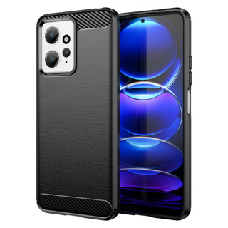 Para Xiaomi Redmi Note 12 4G, Capa protetora de fibra de carbono escovada Capa macia, resistente a choques, resistente a arranhões, Capa protetora para telefone comercial