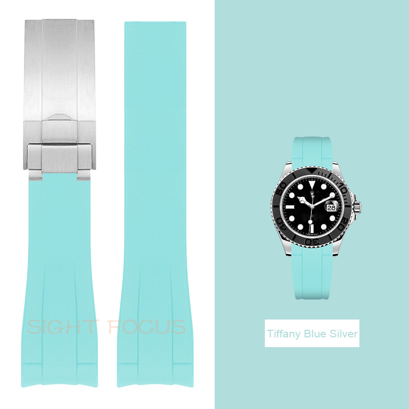 Pulseira De Relógio De Borracha De Silicone Com Extremidade Curva De 20 Mm Para Rolex Strap RX Submariner GMT Explorer 2