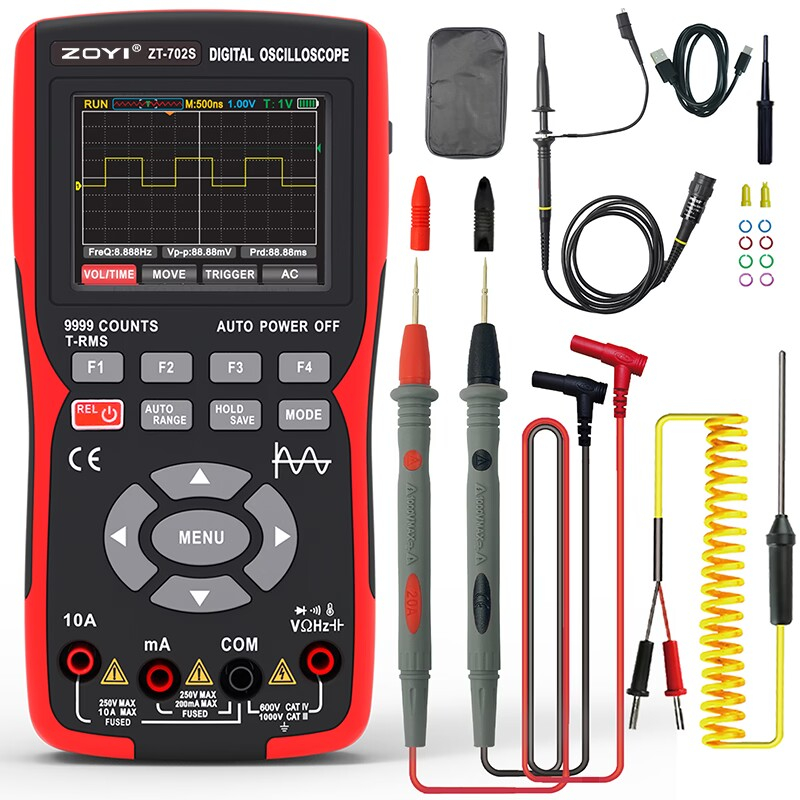 Fabricante oficial Multímetro osciloscópio digital portátil portátil ZT-702S Multímetro para manutenção de carro True RMS DC AC Tensão À Corrente Hz Ohm díodo