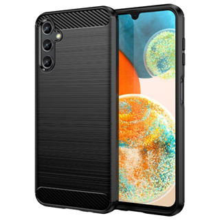 Para Samsung Galaxy A14 4G, A14 5G Capa protetora de fibra de carbono escovada Capa macia, resistente a choques, resistente a arranhões, protetora de telefones comerciais