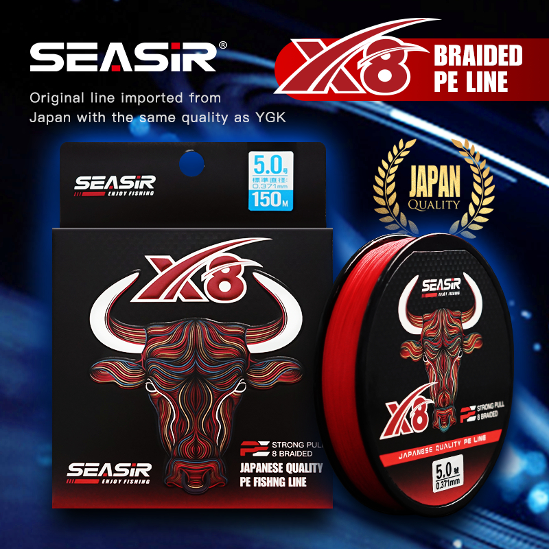 SEASIR Marca Vermelha 8 Fios PE Linha Japão Qualidade 8 Trançado Multifilamento De Pesca 150 Metros 12-50LB Atualizar Pr
