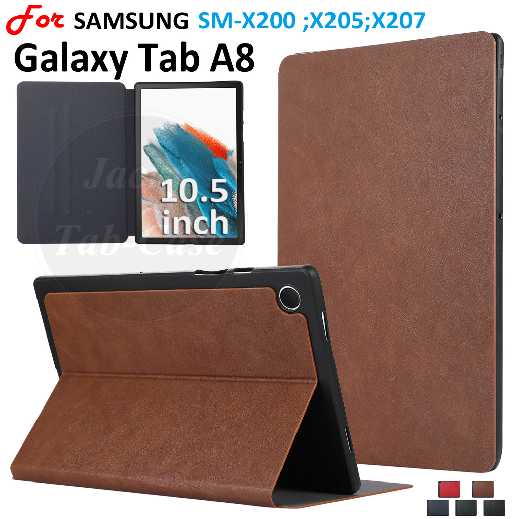 Estojo De Moda Simples Para Samsung Galaxy A8 10,5 Polegadas SM-X205 A7 Lite 8,7 " T225 T220 Aba Flip Book Casing A8 X200 X207 Capa De Couro PU Anti-Sweat