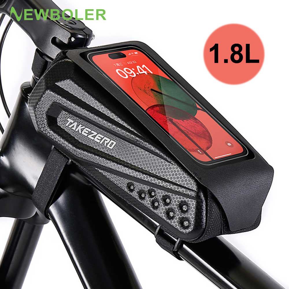 NEWBOLER 1.8L Saco de Bicicleta 7.2 Polegadas Tela Sensível Ao Toque À Prova D' Água Frame Front Tube Ciclismo Bag MTB Road Bike Phone Case Acessórios em Oferta na Shopee