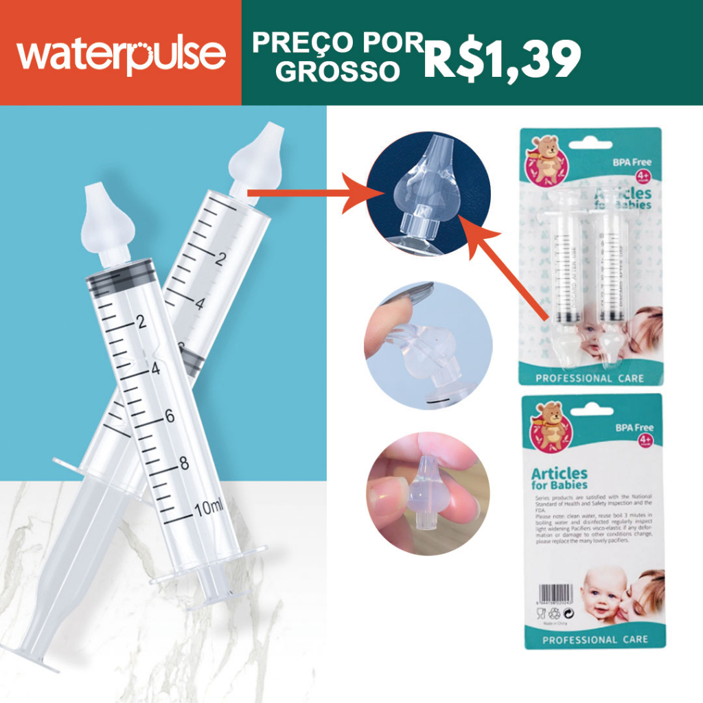 『Waterpulse』lavador Nasal Bebê , Acessórios de lavagem nasal infantil cabeça de silicone líquido