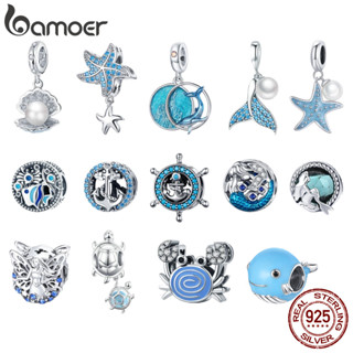 Bamoer Nova Chegada 925 Sterling Silver Underwater World Peixe Rodada Charme Beads Fit Pulseiras Colares Fazer Jóias