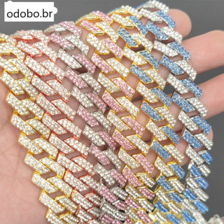 Colar incrustado Colar Homens Hip Hop Miami Corrente Cubana Corrente Cubana Rhinestone Homens Bracelete Jóias
