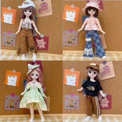 Boneca De 30cm BJD Doll Girl Atividade Conjunta Marrom Big Eye Vestida De Aniversário Brinquedo E Roupas 1/6