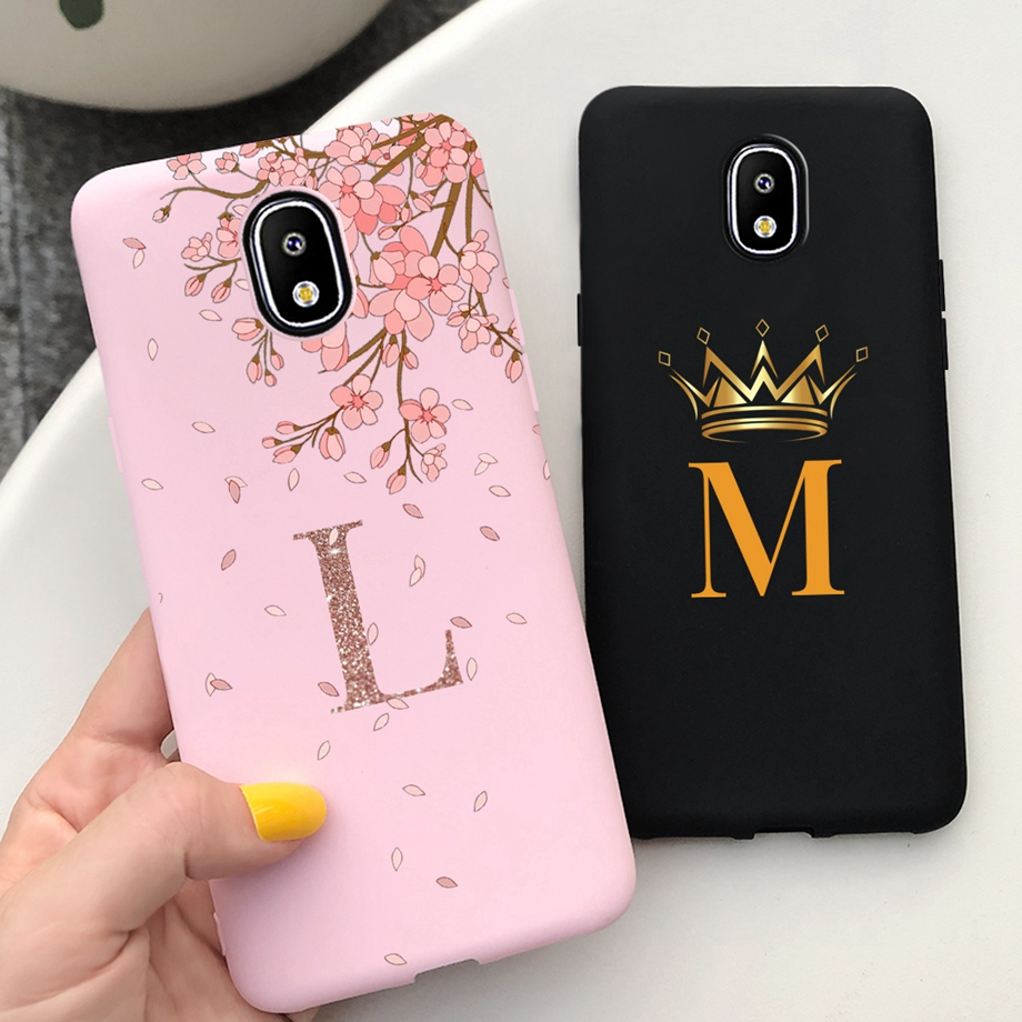 Samsung Galaxy J5 (2017) Caixa Matte Black Crown Pnink Flor Carta Pintada Capa De Silicone Macia Para J530F J 5 Pro 2017