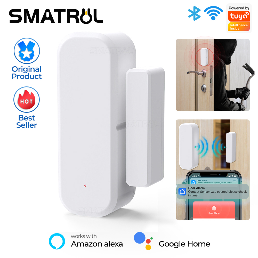 Sensor de Porta e Janela Tuya Alexa WiFi Alimentação por Pilha AAA SmartLife Detector de Aberto/Fechado em Oferta na Shopee