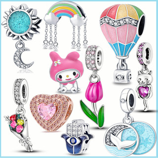 Original 925 Prata Colorido Encantos Balões Beads Fit Pandora Pulseira 925 silverJewelry Top Venda Mulheres Jóias Finas