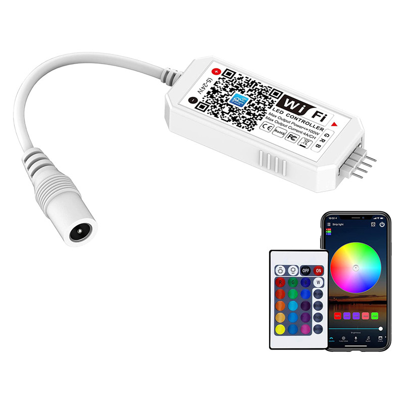 Controlador De Led Sem Fio 12V 24V RGB 2.4G Android IOS APP Para 5050 2835 COB Fita Bluetooth 24/44 Chaves Dimmer