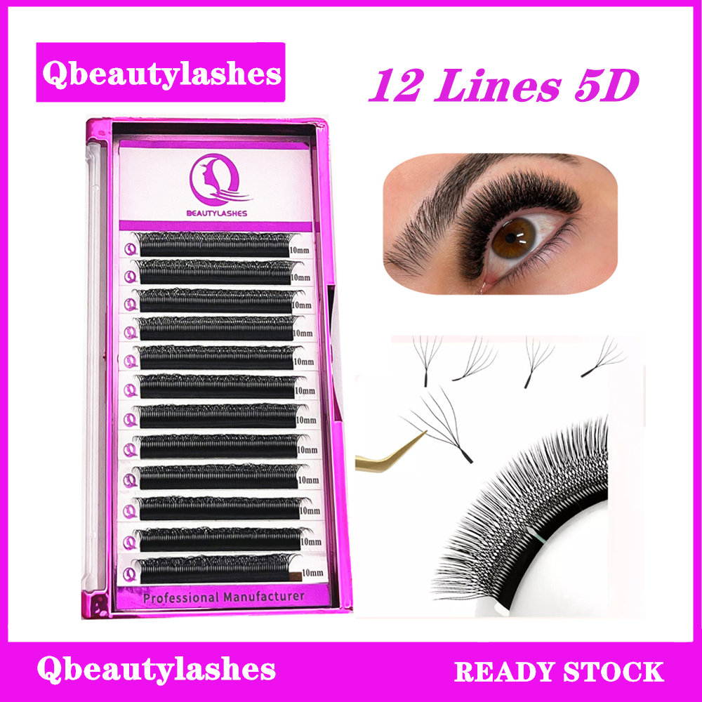 Qbeautuylashes 5D Pestanas 0.07 Extensão De 5DW Pré-Fabricadas Estilo Cílios Com Vieiras Maquiagem Natural Extensões