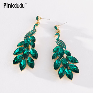 Pinkdudu Verde Pavão Brincos De Tela Aberta Alloy Rhinestone Exagerado Retro Moda Personalizada Animal Para Jóias Femininas PD1230