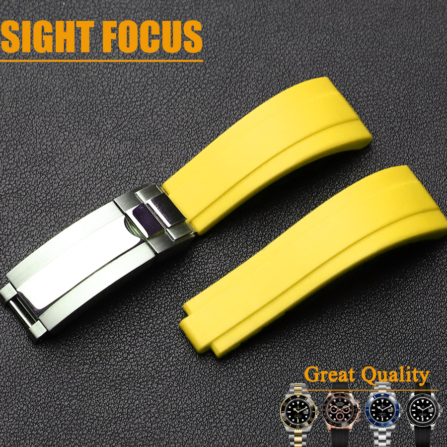 Glide Lock Pulseiras De Relógio De Borracha De 20 Mm Adequadas Para Rolex Watch Strap Submariner Daytona GMT II OYSTERFL