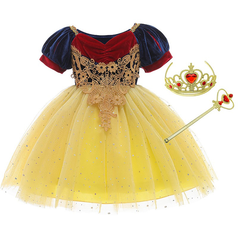 Roupas Para Crianças Vestido De Menina Princesa Branca De Neve Natal Cosplay em Oferta na Shopee