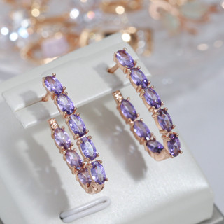 July Dream Double Layer Purple Zircon 18K Gold Pendant Brincos De Ouro Cor Mulher Jóias De Luxo Para Casamento