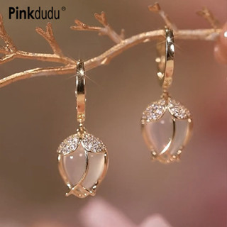 Pinkdududu Brincos De Pedra De Olho De Gato Tulipa Liga De Moda Leve E De Luxo Fresco Doce Da Série Jóia Para Mulheres PD1411