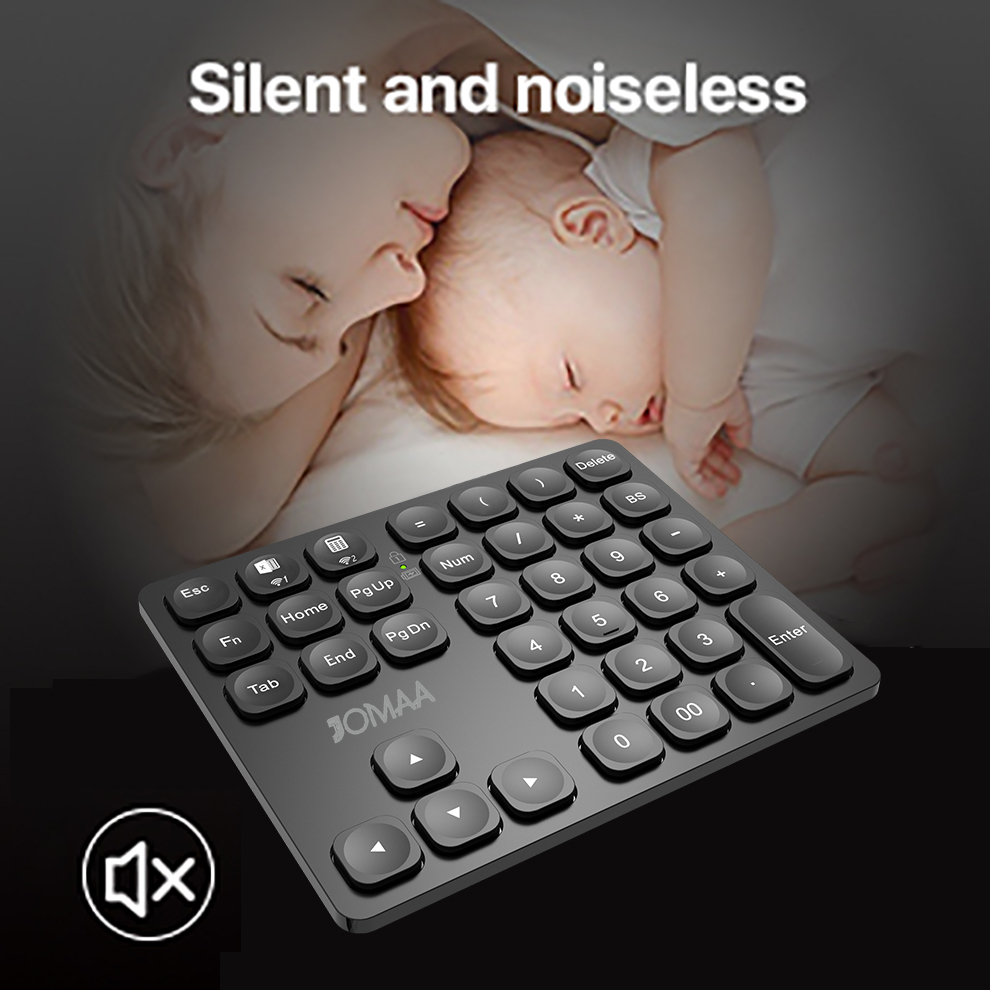 JOMAA Teclado Numérico Duplo Bluetooth Recarregável Sem Fio Para Laptop De Contabilidade MacOS Windows
