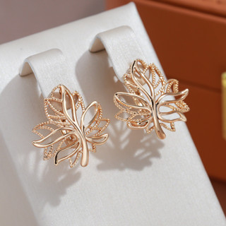 July Dream 18K Brincos De Folha De Bordo Com Banho De Ouro Feminino Fashion Jewelry