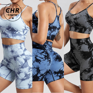 CHR Yoga Conjunto De Calções De Soutien De Verão Sem Costura Alta Cintura Fitness Nova Impressão De Roupa Esportiva Calças Curtas De
