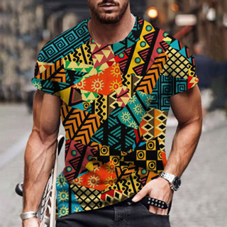 Camisetas De Verão Retro Estilo Étnico Confortáveis Manga Curta Macia Para Homens