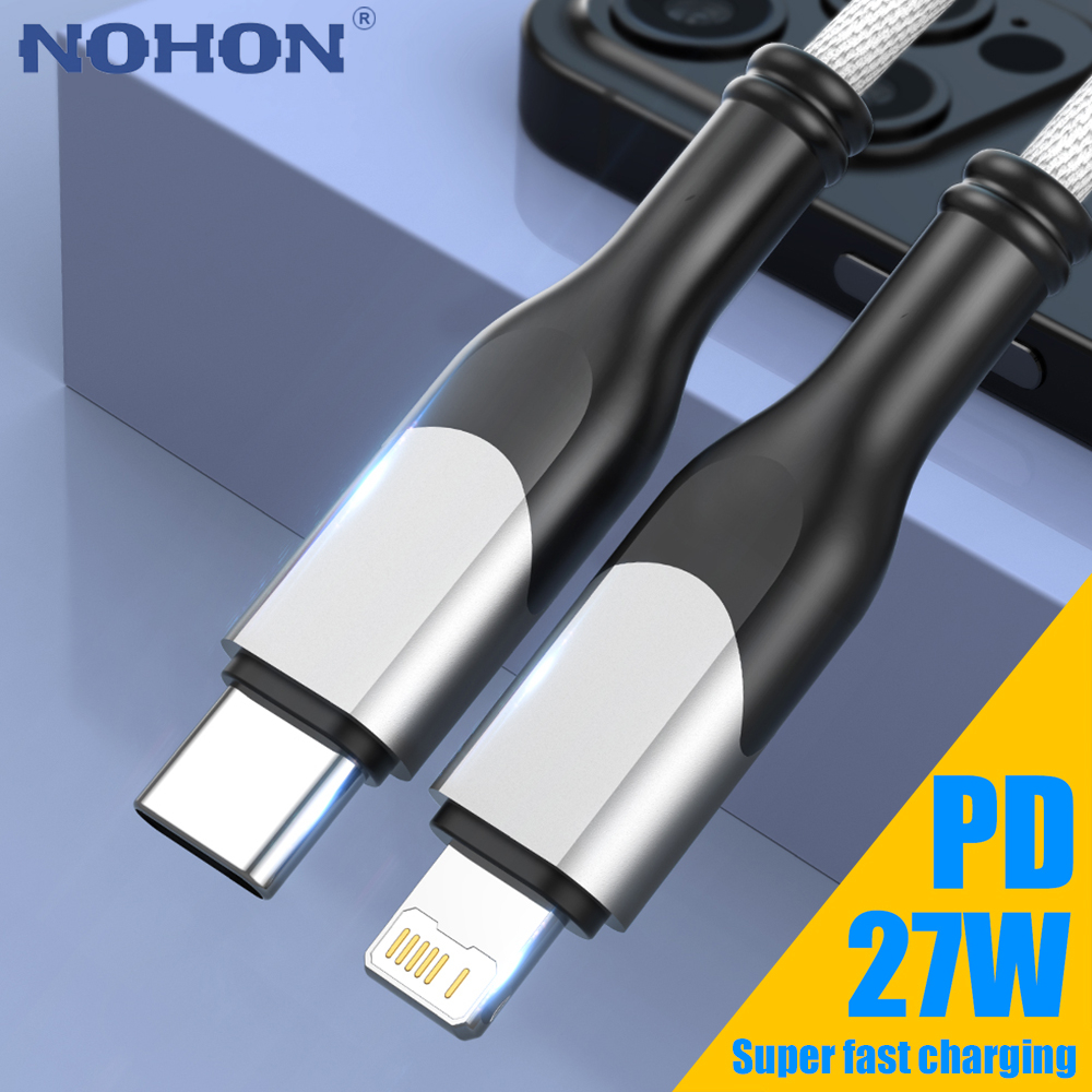 Cabo Longo 1M 2M 3M USB Para iPhone 14 13 12 11 Pro Max XS 7 8 Plus iPad Macbook PD 27W Tipo C Carregamento Rápido USBC Carregador De Data De Raios